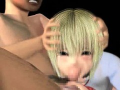 Horny 3D hentai girl eats ass crack