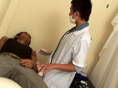 Twink Asian pissing and getting nailed by doctor after exam