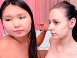 College asian lesbian sucking tits