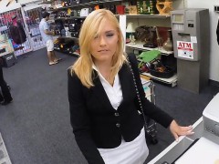Sexy blonde milf pawns her pussy and pounded at the pawnshop